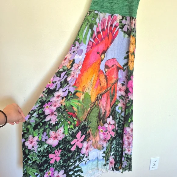 NWT Desigual Women’s Green Crochet Halter Maxi Dress – Size S - Picture 3 of 8